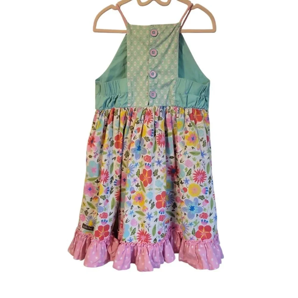 Girls Matilda Jane Sleeveless Flora and Fauna Dress Pink Floral 10